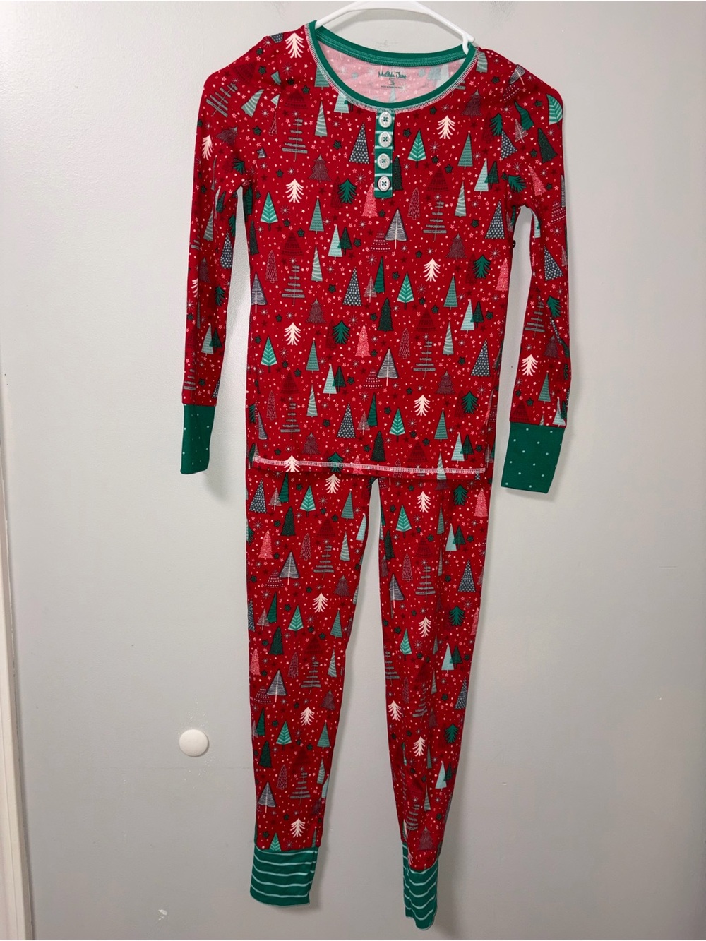 Matilda Jane Red Christmas Tree Pajamas Klare Top (10) & Oliver Pants (12)